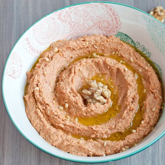 Roasted Pepper and Walnut Hummus - Recipe photo by electricbluefood