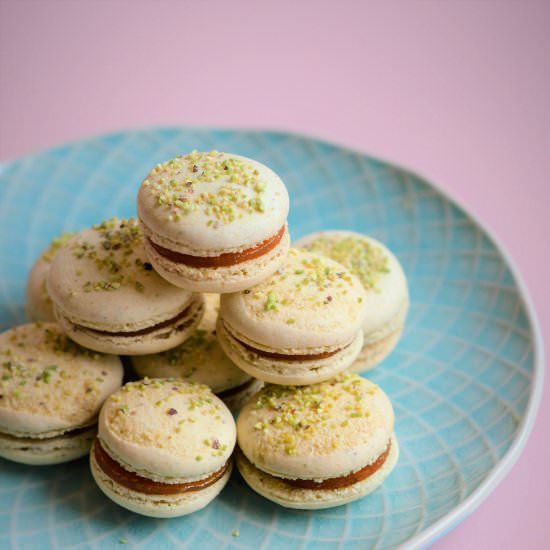 Pistachio and Apricot Macarons - Recipe photo by Hannah Bond