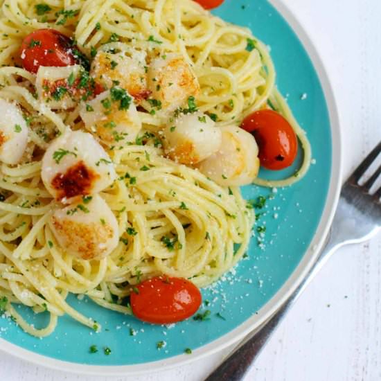 Pan Seared Scallops with Pasta - Recipe photo by feelgoodfoodie1