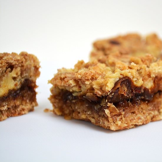Caramel Date Oat Bars - Recipe photo by lightscamerabake