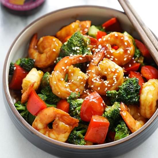 Hoisin Shrimp with Broccoli - Recipe photo by rasamalaysia