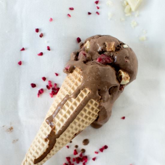 Chocolate & Raspberry Ice Cream - Recipe photo by kayskitchen