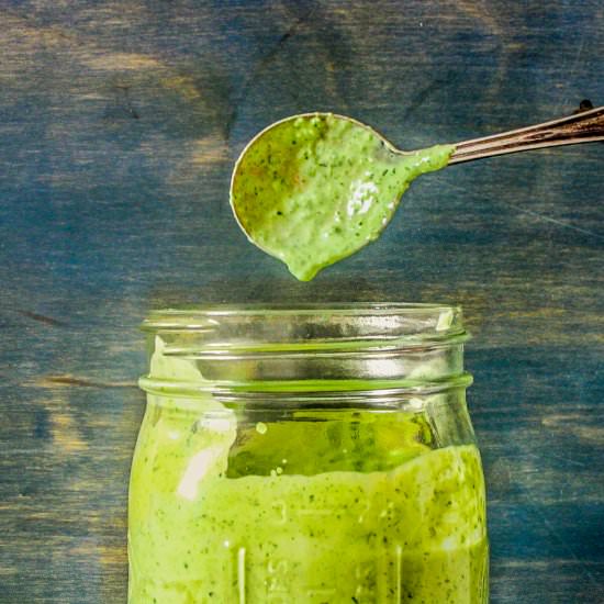 5-Minute Blender Green Goddess - Recipe photo by percolatekitchen