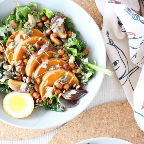 Spiced Pumpkin and Chickpea Salad - Recipe photo by begoodorganics