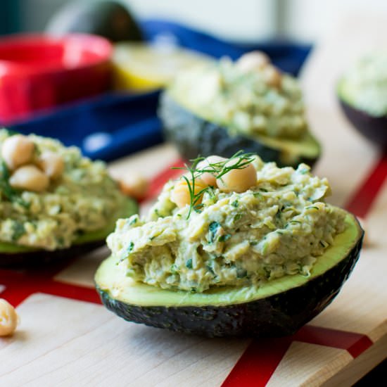 Chickpea Salad Stuffed Avocado - Recipe photo by kristinkitchen