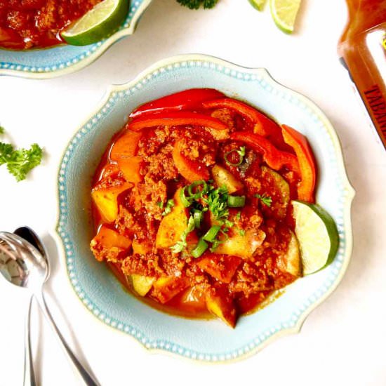 Paleo Ground Turkey Hot Sauce Chili - Recipe photo by perchancetocook.com