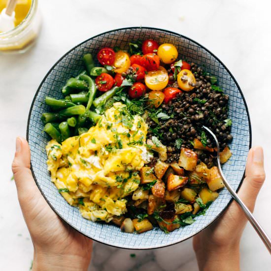 Sunshine Lentil Bowls - Recipe photo by pinchofyum
