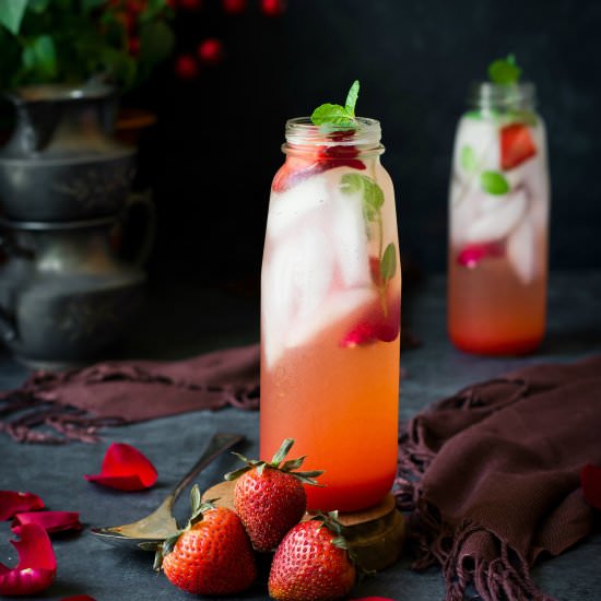 Rose Strawberry Shrubs - Recipe photo by loveisinmytummy