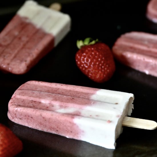 Strawberry Vanilla Popsicles - Recipe photo by Pure and Simple Nourishment