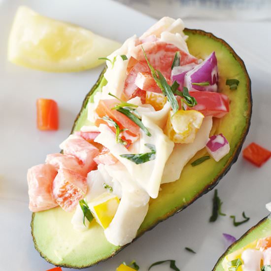 Tarragon Crab Salad Stuffed Avocado - Recipe photo by Savvysavingcouple