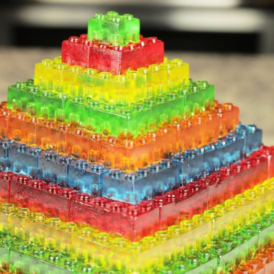 Stackable Gummy LEGO Pyramid - Recipe photo by Chewable Structures