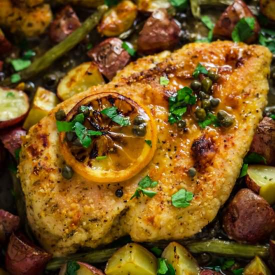 Sheet Pan Chicken Piccata - Recipe photo by MorganHosttheToast