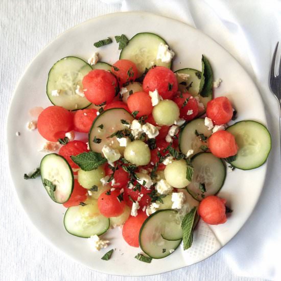 Watermelon Cucumber Salad - Recipe photo by Healthy Forkful
