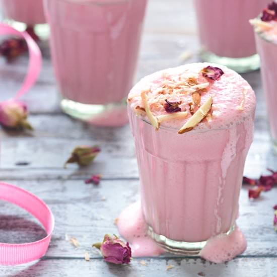 Rose Almond Lassi - Recipe photo by cubesnjuliennes