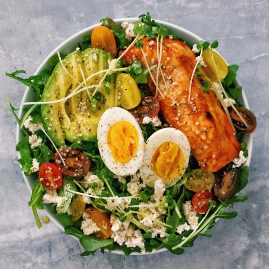 Arugula Salad with Honey Salmon - Recipe photo by kalememaybe