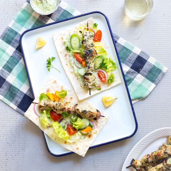 Feta Brined Chicken Skewers - Recipe photo by beckysuebakes