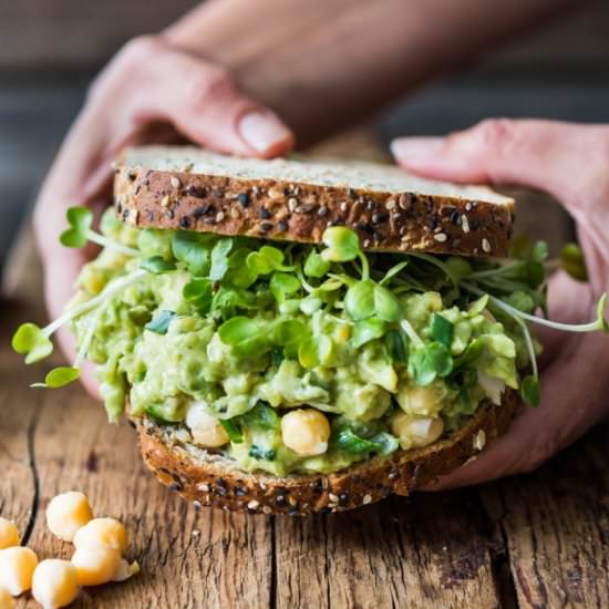 Smashed Chickpea Avocado Sandwich - Recipe photo by Feasting at Home