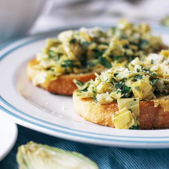 Artichoke & Preserved Lemon Toast - Recipe photo by Hannah Berry