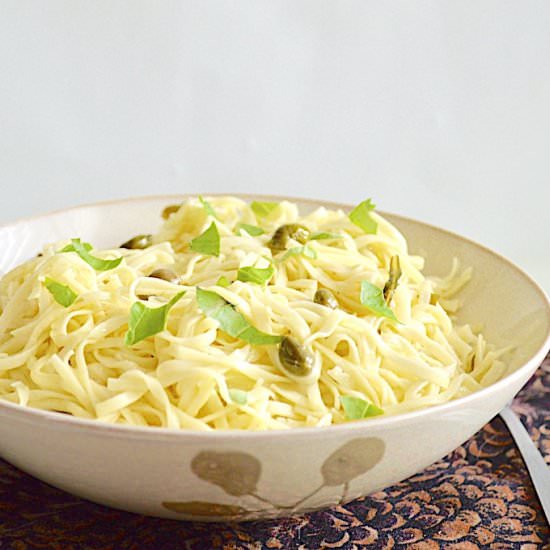 Fresh Lemon Caper Spaghetti - Recipe photo by jeanieandluluskitchen