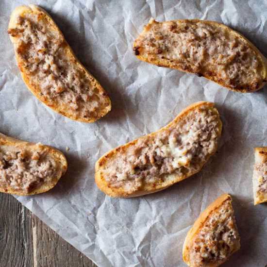 Stracchino and Sausage Crostini - Recipe photo by Inside the rustic kitchen