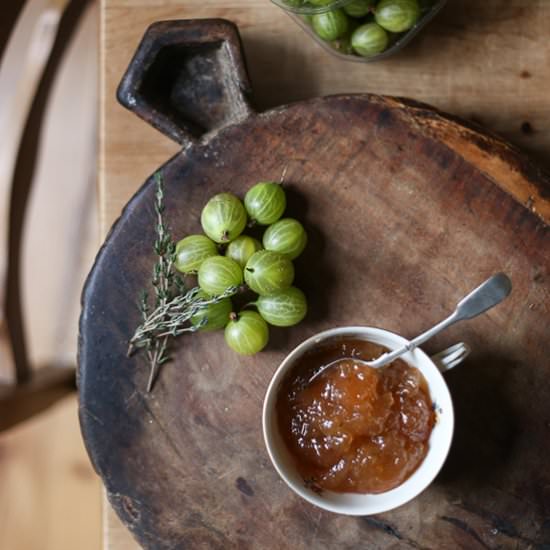 Gooseberry Thyme Jam - Recipe photo by fromthelarder