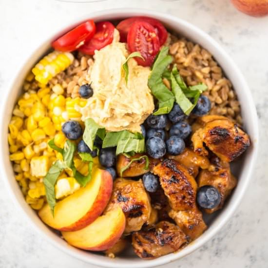 Peach Balsamic Chicken Bowls - Recipe photo by slowcookergourmet