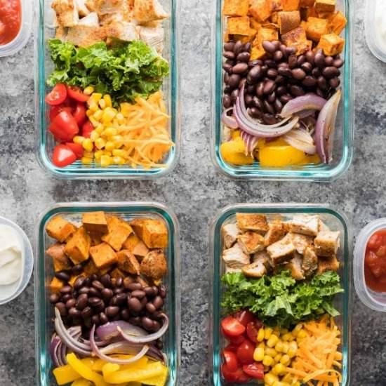 Mix & Match Meal Prep Burrito Bowls - Recipe photo by sweetpeasandsaffron