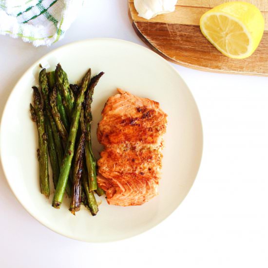 Honey Lemon Salmon & Asparagus - Recipe photo by No Plate Like Home