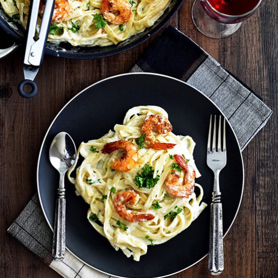 Shrimp Fettuccine Alfredo - Recipe photo by pepperdelight