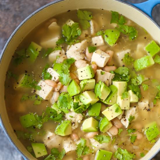 5-Ingredient Chicken White Chili - Recipe photo by damndelicious