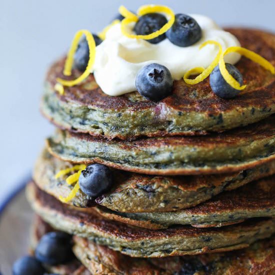 Blueberry Blender Pancakes - Recipe photo by damndelicious