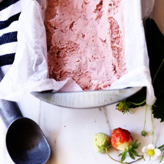 Strawberry Balsamic Almond Milk Ice Cream - Recipe photo by ONEarmedMAMA