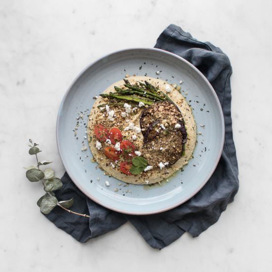 Hummus with Dukkah & Grilled Veg - Recipe photo by Chef Sous Chef