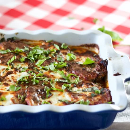 Eggplant Parmesan - Recipe photo by Wineandawoodenspoon
