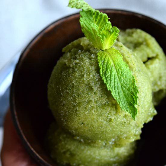 Chilly Cucumber Basil Sorbet - Recipe photo by Cookilicious