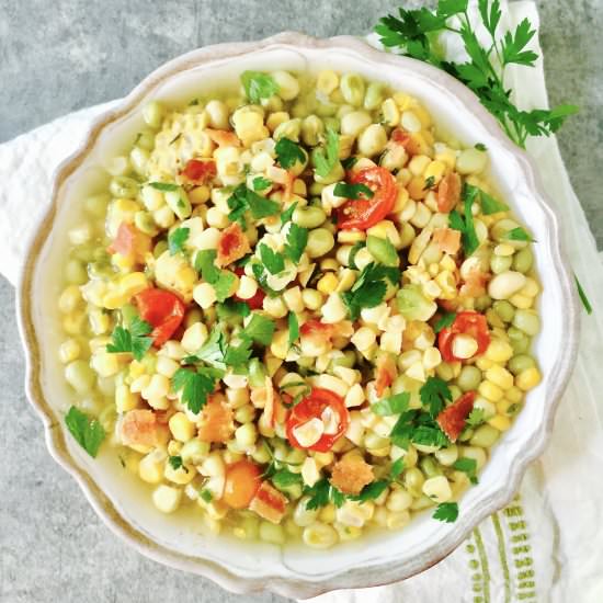 Southern White Acre Pea Succotash - Recipe photo by Grits and Pinecones
