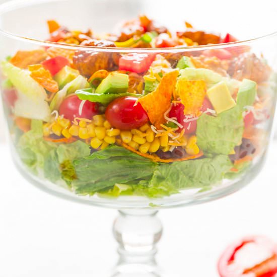 Layered Loaded Chicken Taco Salad - Recipe photo by Averie