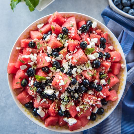 Blueberry Watermelon Salad - Recipe photo by crumbykitchen