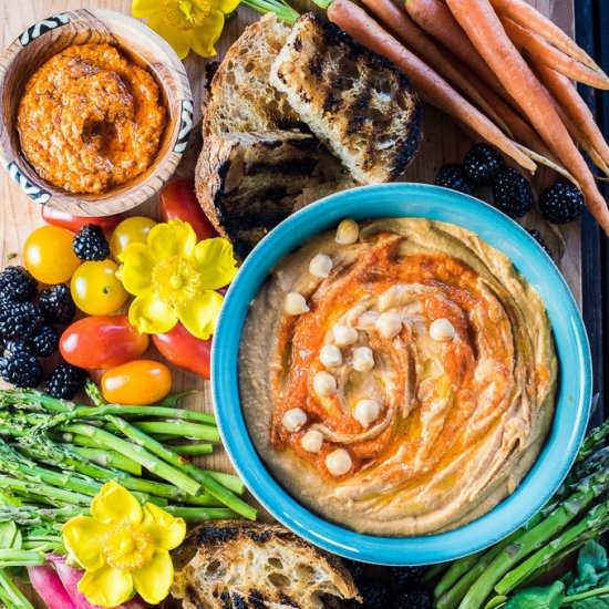 Spicy Harissa Hummus Platter - Recipe photo by The Endless Meal