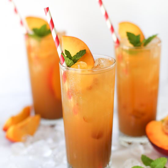 Sparkling Peach Black Tea Mocktail - Recipe photo by simplywhisked