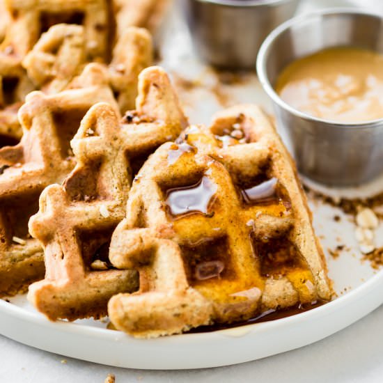Flourless Peanut Butter Waffles - Recipe photo by Cotter Crunch