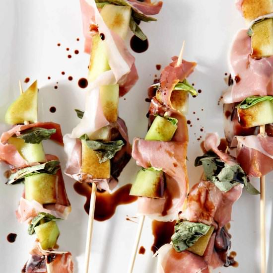 Galia Melon Jamón Skewers - Recipe photo by thespeckledpalate