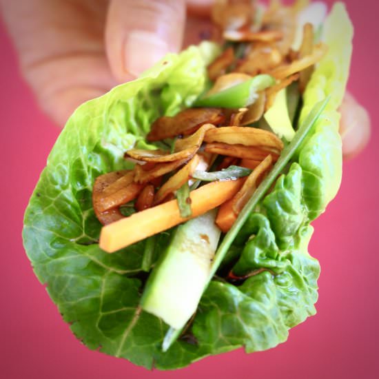 Vegan Crispy Duck Lettuce Wraps - Recipe photo by rhiansrecipes