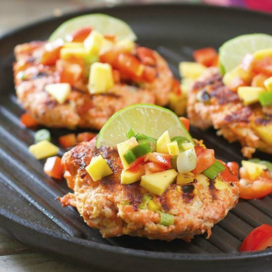 Tropical Salmon Burgers - Recipe photo by laughingspatula.com