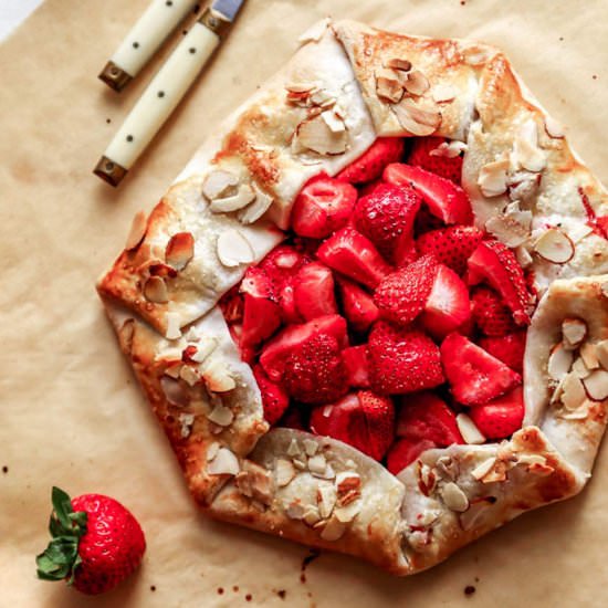 10-Minute Rustic Strawberry Galette - Recipe photo by platingsandpairings