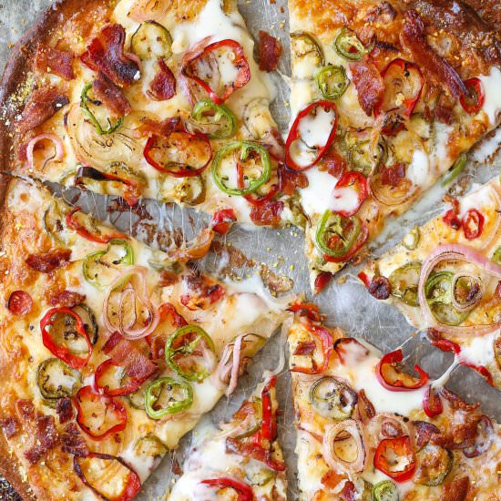 Jalapeno Popper Pizza - Recipe photo by damndelicious