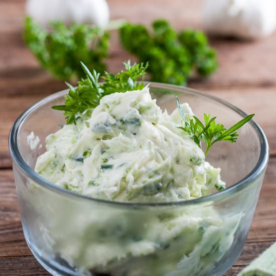 Garlic Scape Herb Compound Butter - Recipe photo by BinkysCulinaryCarnival