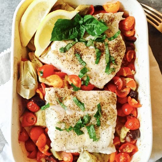 Baked Grouper with Tomatoes - Recipe photo by Grits and Pinecones