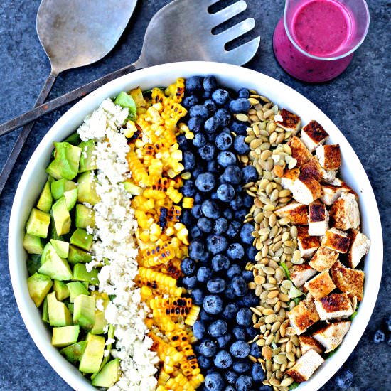 Southwest Blueberry Cobb Salad - Recipe photo by The Foodie Physician