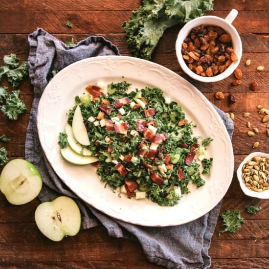 Kale Salad with Parmesan Dressing - Recipe photo by soberchicken56